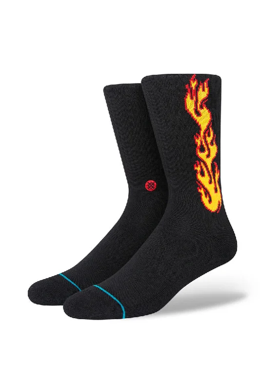 surf clothing with water-resistant zippers for added protection-Stance X Chippa Wilson Flammed Crew Socks - Black