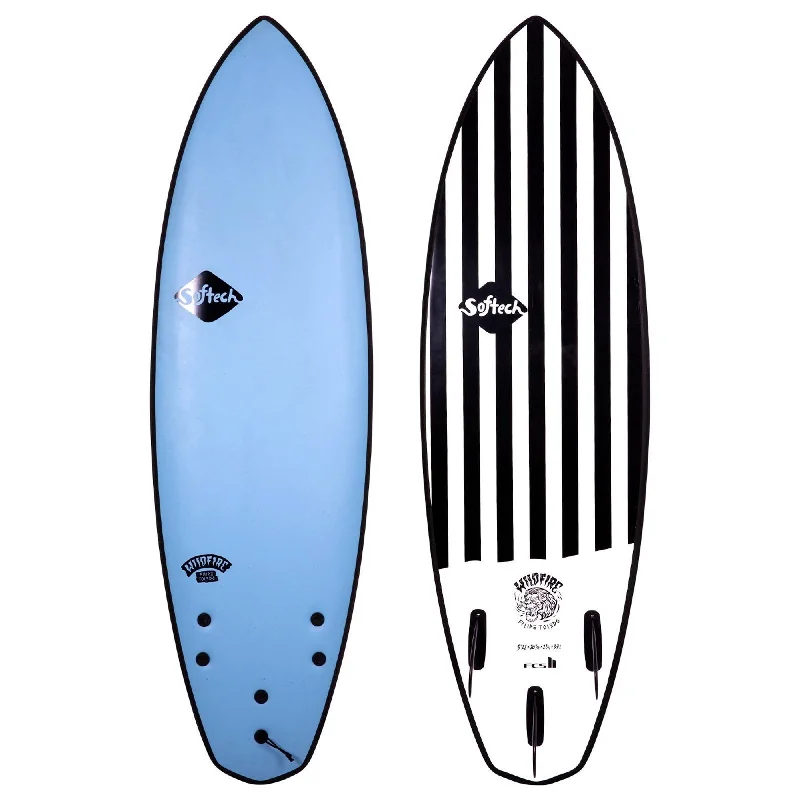 surfboards for aggressive surf styles-Softech Filipe Toledo Wildfire 5'3 Soft Surfboard - Blue/Stripes