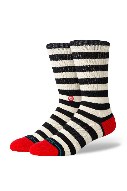 surf clothing for all levels of surfers-Stance Breton Crew Socks - Black / White