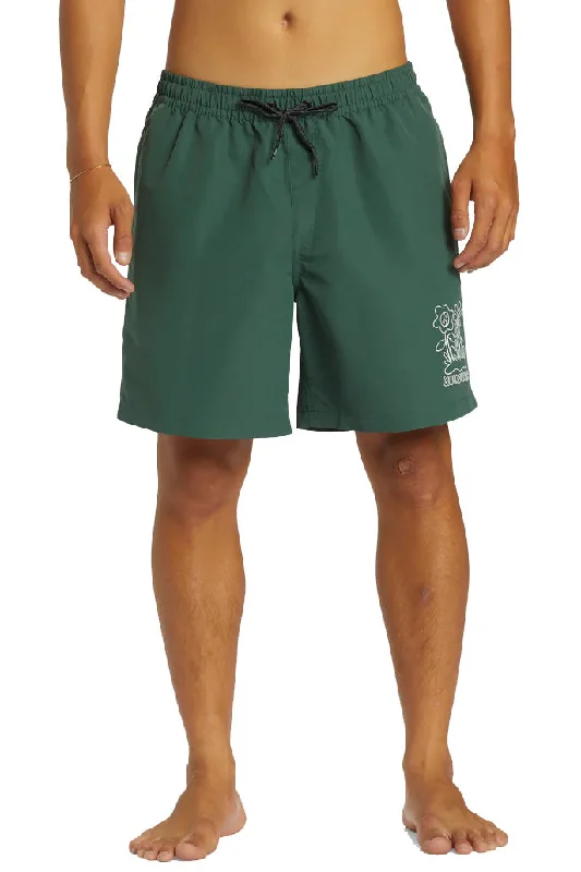 surf clothing for all-weather conditions-Quiksilver Remade Mix Volley 17" Elastic Waist Shorts - Forest