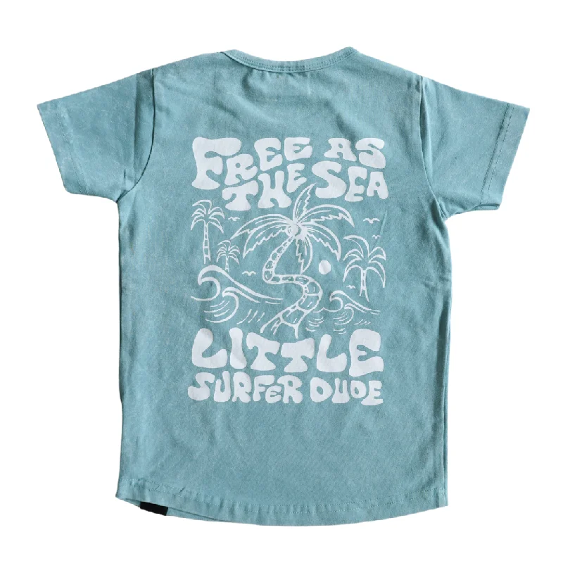 surf clothing for tropical climates-Free As The Sea Toddler Tee