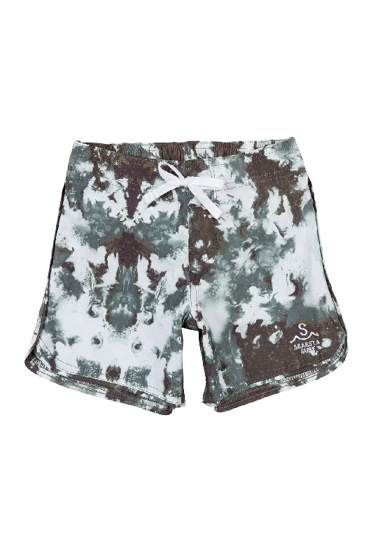 surf clothing with integrated sun protection-Seaesta Scallop Retro Flare Boardshort / Sea Abyss / Earth Tone / Boardshorts