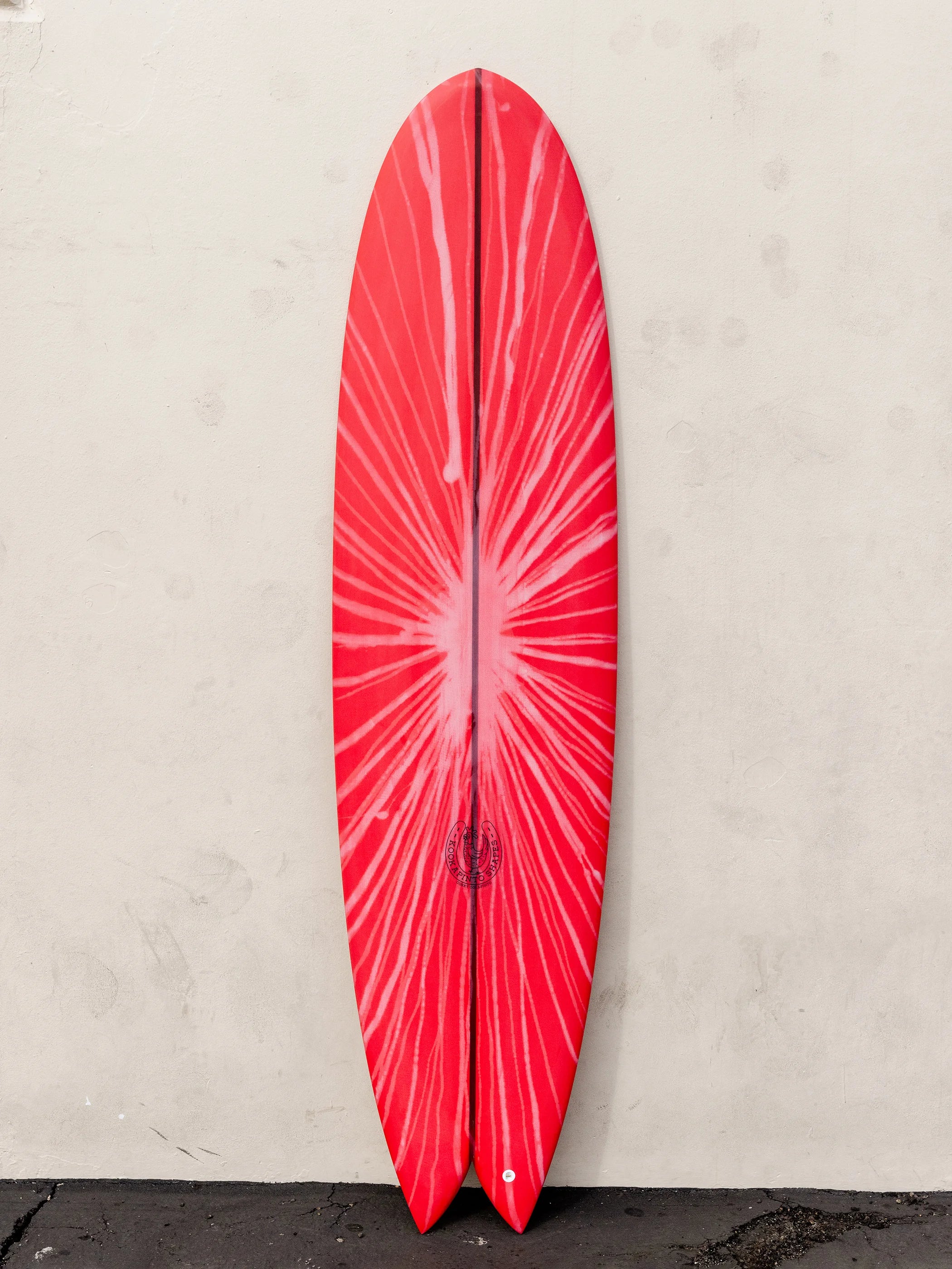 surfboards for longer-lasting rides-Kookapinto Shapes | 8’0" Thin Twin Fish Red Cremè Resin Rays Surfboard