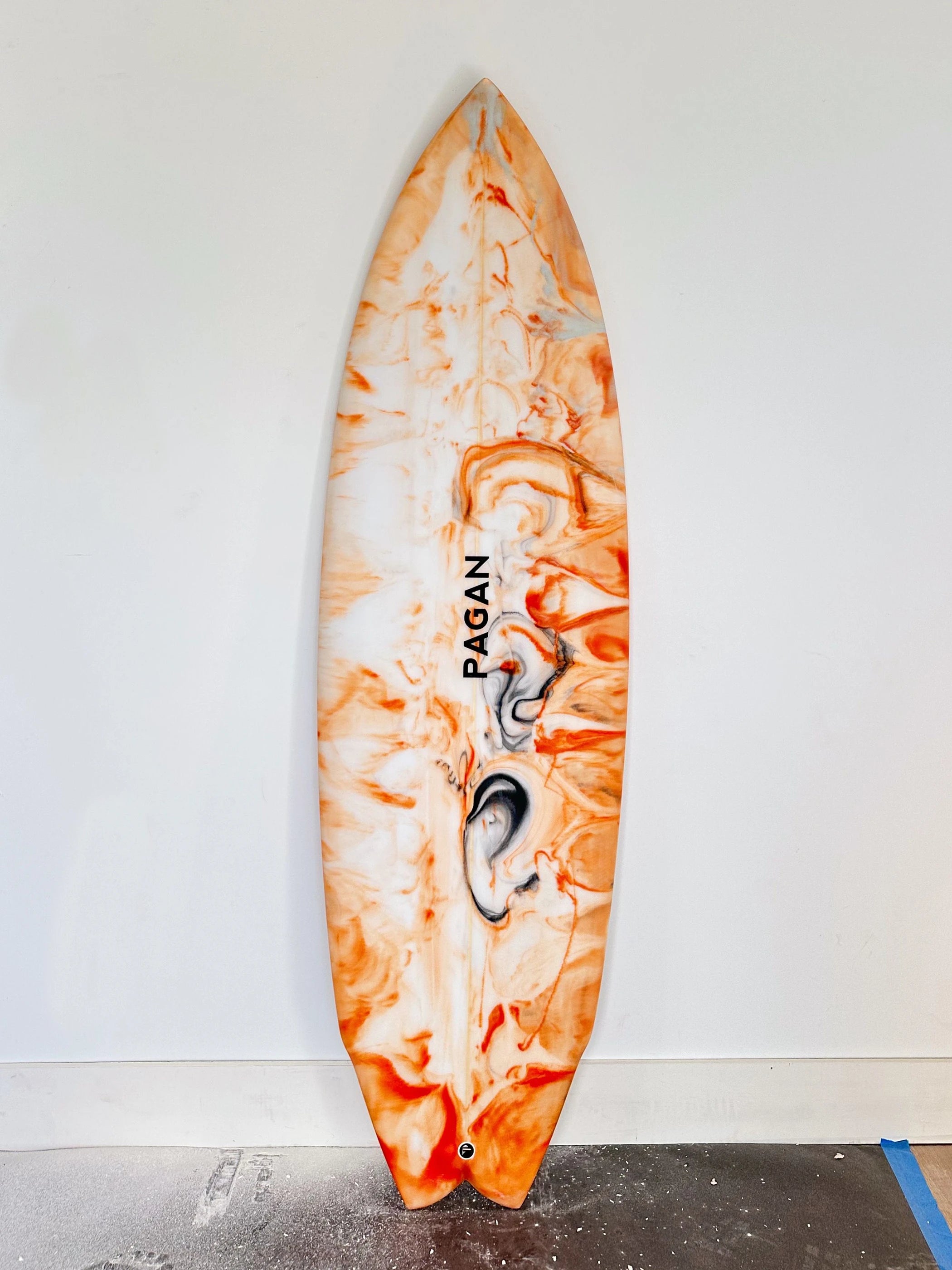 surfboards for more responsive control in the water-Pagan USA | 5'8" Modern Twin Custom Resin Swirl Surfboard