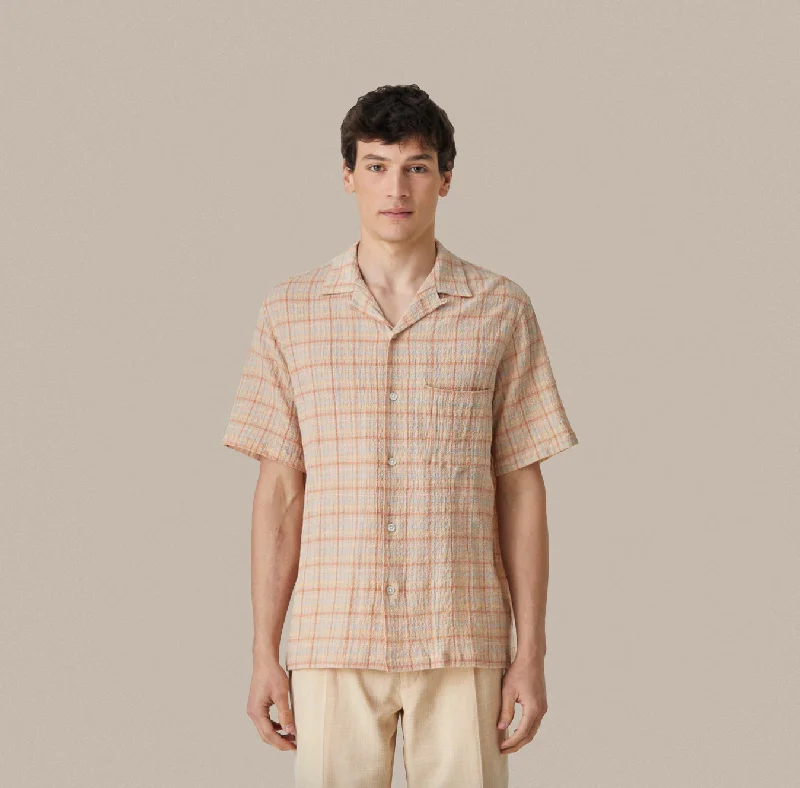 surf clothing for all-day wear at the beach-Portuguese Flannel Plaid Crepe Shirt