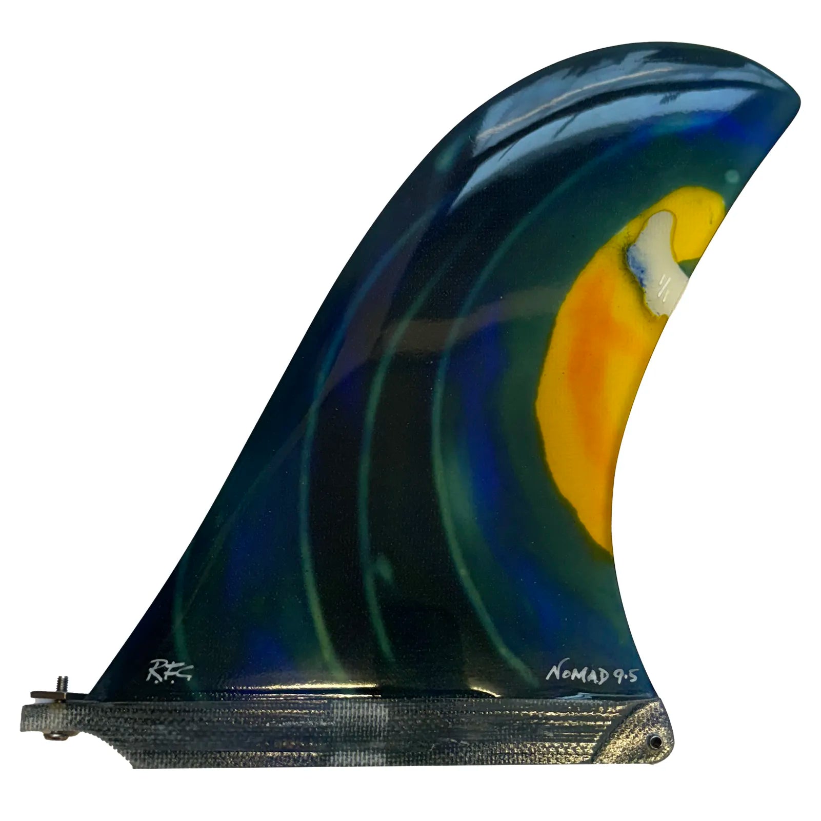 surfboard fins with greater hold on steep waves-Rainbow Fin Co. Nomad Longboard Fin - 9.5" - Stained Glass