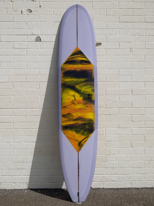 surfboards for big wave surfing-Woodin Surfboards | 9'6" One Love Lavender Longboard