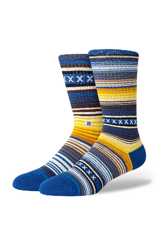 surf clothing for easy transitions from beach to surf-Stance Curren Crew Socks - Blue