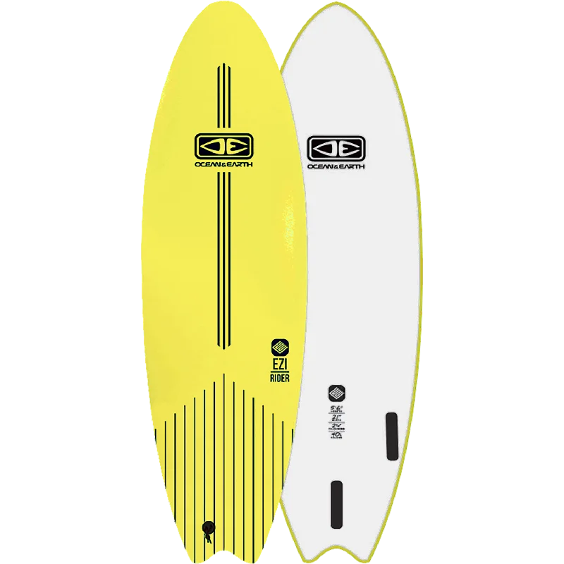 surfboards with carbon-fiber reinforcements-O&E Ocean & Earth Ezi-Rider Softboard 5'6" Lime Electric Yellow - Surfboard