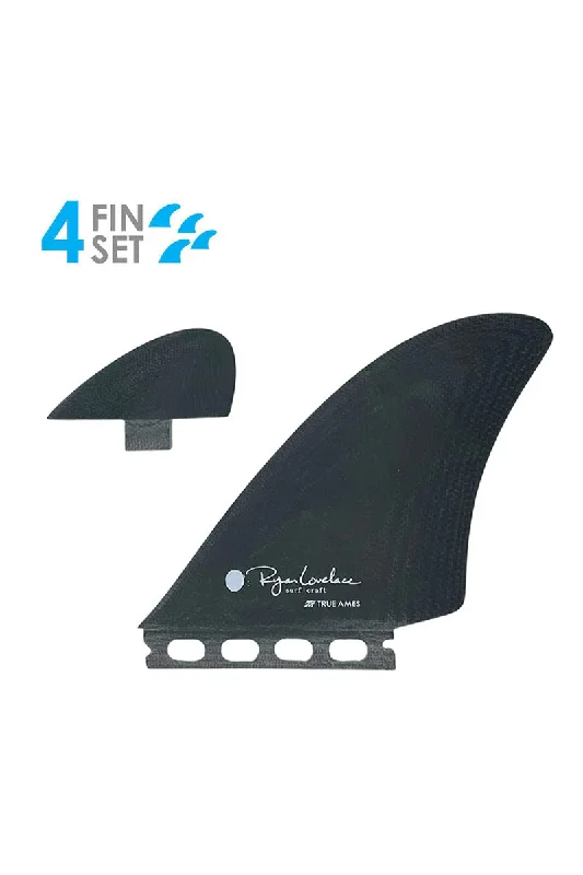 surfboard fins for professional surfers-True Ames Lovelace FM Twinzer Twin Fin Set - Black