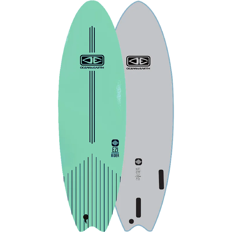 surfboards with multi-fin setups for stability-O&E Ocean & Earth Ezi-Rider Softboard 6'0" Turquoise - Surfboard