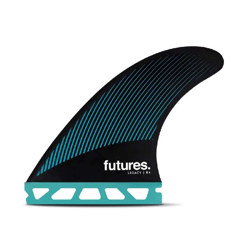 surfboard fins for responsive surfing in changing conditions-Futures Fins - R4 HC Legacy Series Tri Fins - Teal/Black