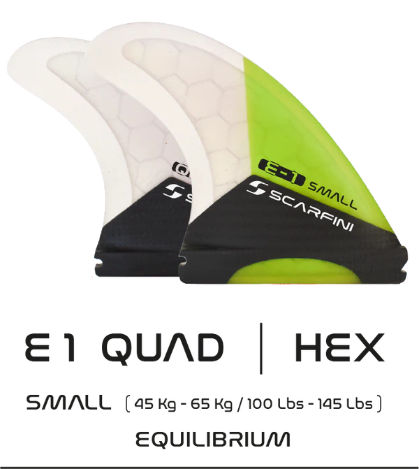 surfboard fins for creating more speed on the wave-Scarfini E1 Equilibrium Carbon Base 1 Tab Quad Small