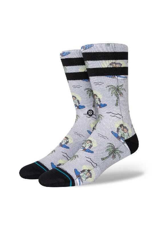 surf clothing with flexible, soft fabrics-Stance Surfing Monkey Crew Socks - Grey