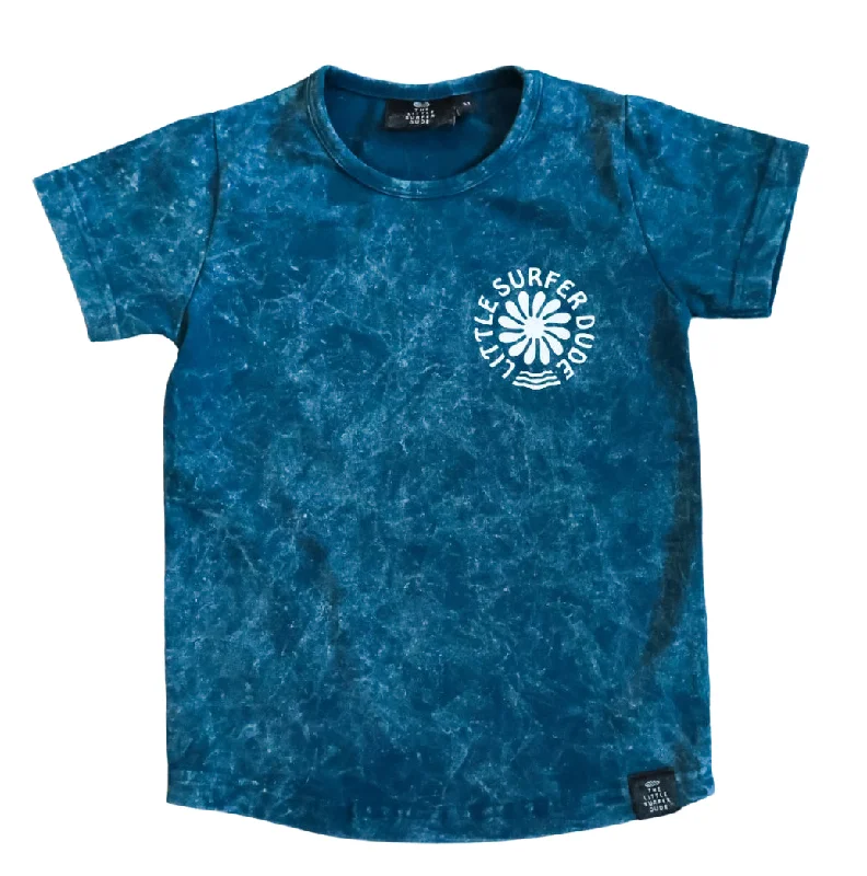 surf clothing with durable, water-resistant materials-Dark Blue Little Surfer Dude Logo Toddler Tee