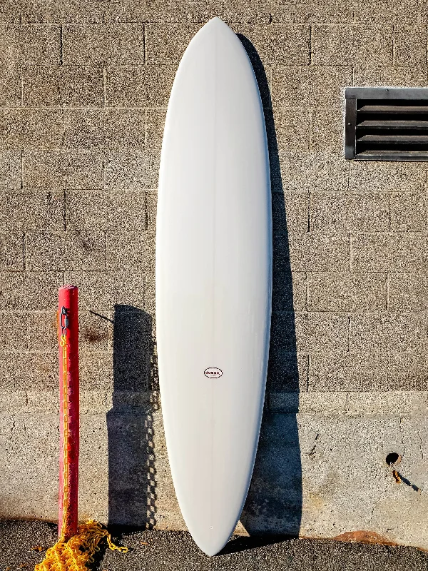 best surfboards for beginners-Mangiagli Surfboards | 8'6" M4 Mid Pin Grey Surfboard