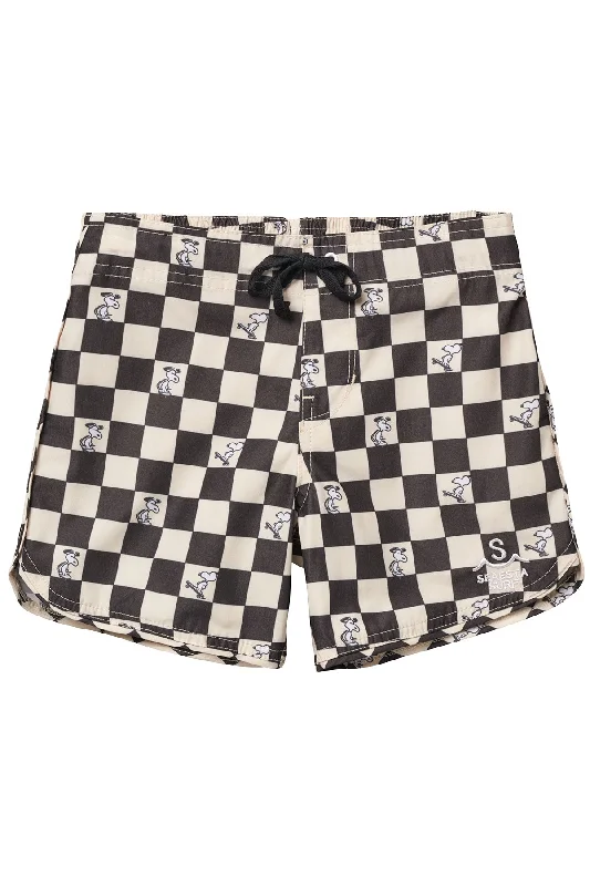 surf clothing for cold water conditions-Seaesta Surf x Peanuts® Black & White Checkerboard Boardshorts / Strand