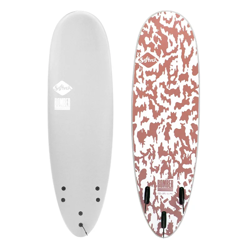 surfboards for maximum hold on waves-Softech Bomber 6'10 Soft Surfboard - Grey/Red