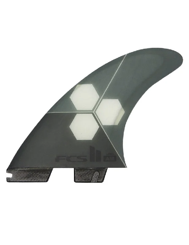 surfboard fins for professional surfers-FCS II Al Merrick PC Grey Tri Retail Fin Set - Large