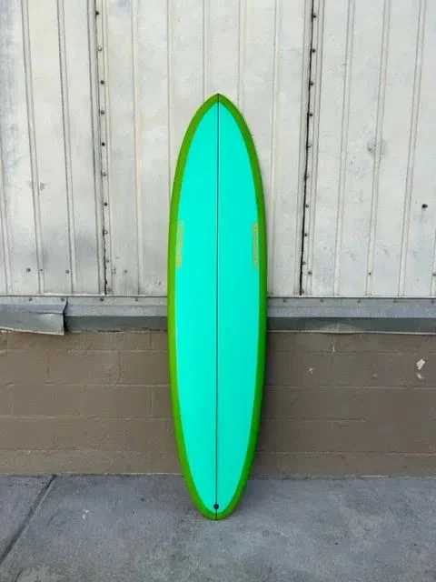 surfboards with adjustable fins for versatility-LOVE MACHINE 7'2" FM I AQUA/LIME SURFBOARD