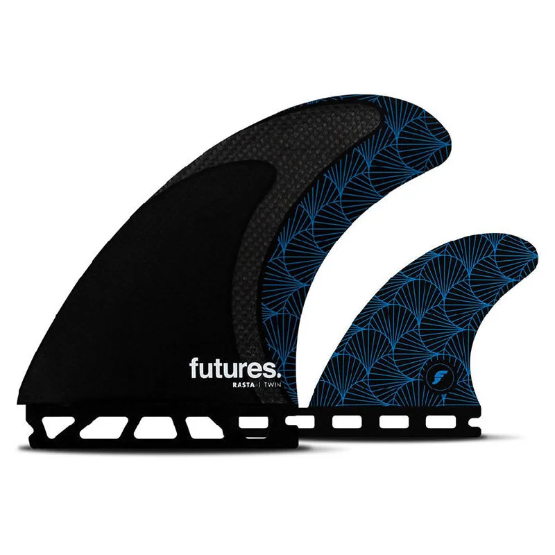 surfboard fins for lightweight setups-Futures Fins Rasta Twin with Trailer Honeycomb Fin Set - Black/Blue