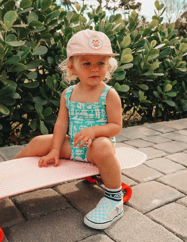 surf clothing for eco-conscious brands-Little Surfer Girl Pink Nylon Cap