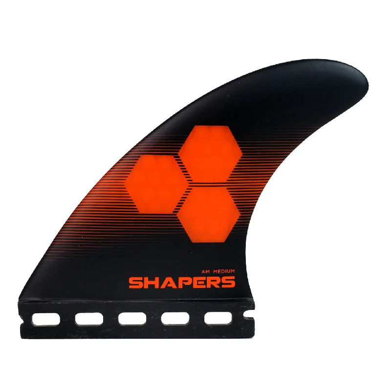 surfboard fins with minimal drag for quicker rides-Shapers AM Corelite Thruster 1 Tab Medium Charcoal