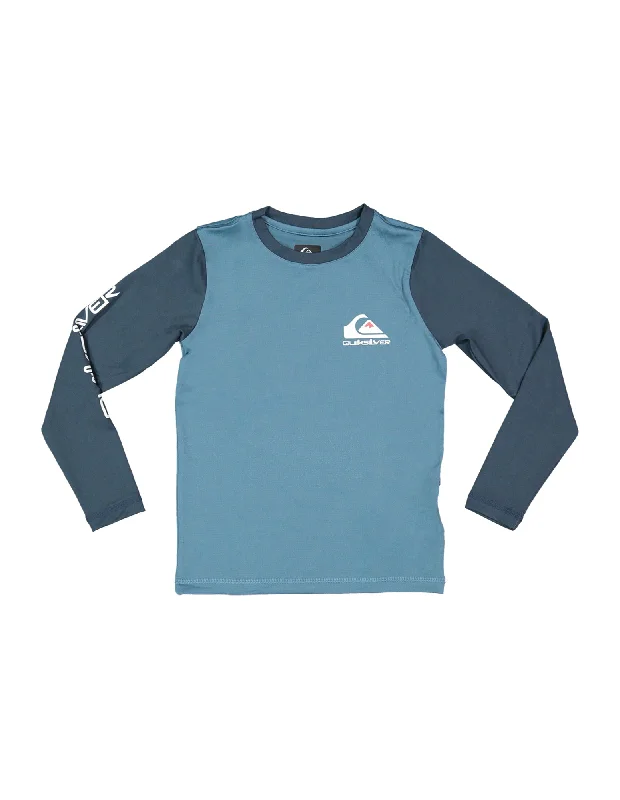 surf clothing with reinforced stitching for longevity-Boys 2-7 Heats Omni Long Sleeve UPF 50 Rash Vest