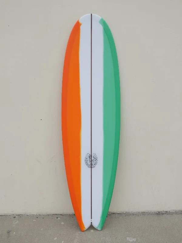 surfboards for superior edge control-6'8" Fishy Noserider - Green, Clear, and Orange Surfboard