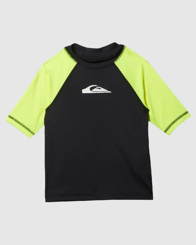 surf clothing for temperature regulation-Boys 2-7 Everyday Short Sleeve UPF 50 Rash Vest