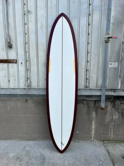 surfboards for responsive performance-LOVE MACHINE 7'10" THICK LIZZY I MAROON SURFBOARD