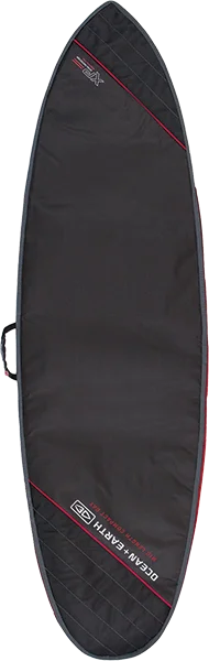 surfboards with custom graphics-Ocean and Earth Compact Day Mid Length Cover 7'4" Black/Red