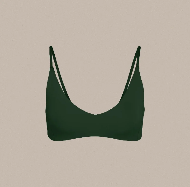 surf clothing for professional surfers-Left On Friday Sunday Bikini Top - Palm (Green)