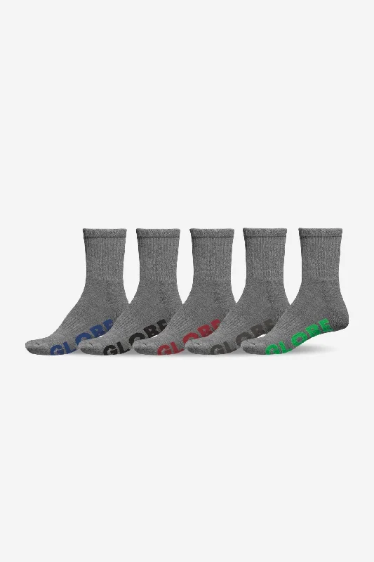 surf clothing for enhanced breathability-Boys Stealth Crew Sock 5 Pack BLK Single