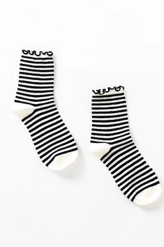 surf clothing for all types of surfboards-Cove Striped Lettuce Ruffle Socks