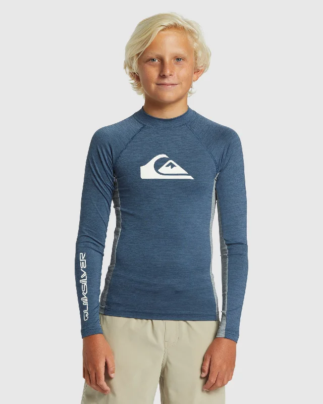 surf clothing for quick-dry comfort-Boys 8-16 Everyday Long Sleeve UPF 50 Rash Vest