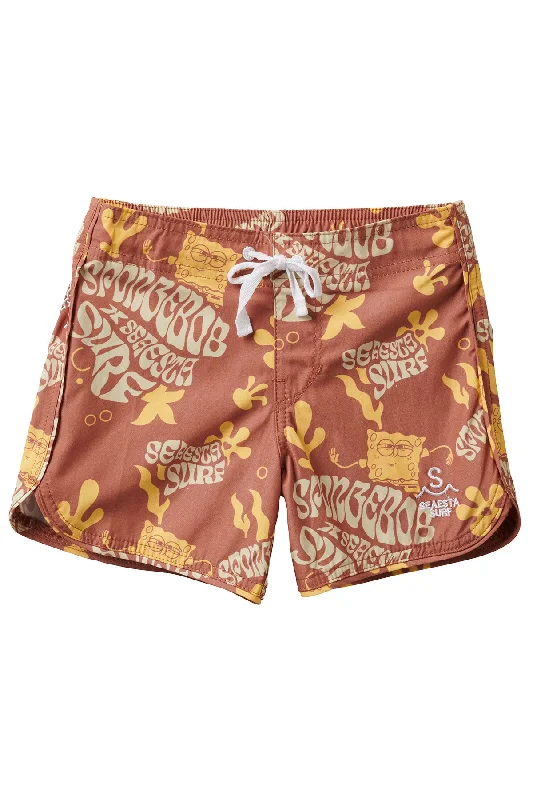 surf clothing with moisture-absorbing features-Seaesta Surf x SpongeBob® Go With The Flow Boardshorts / Desert / Youth