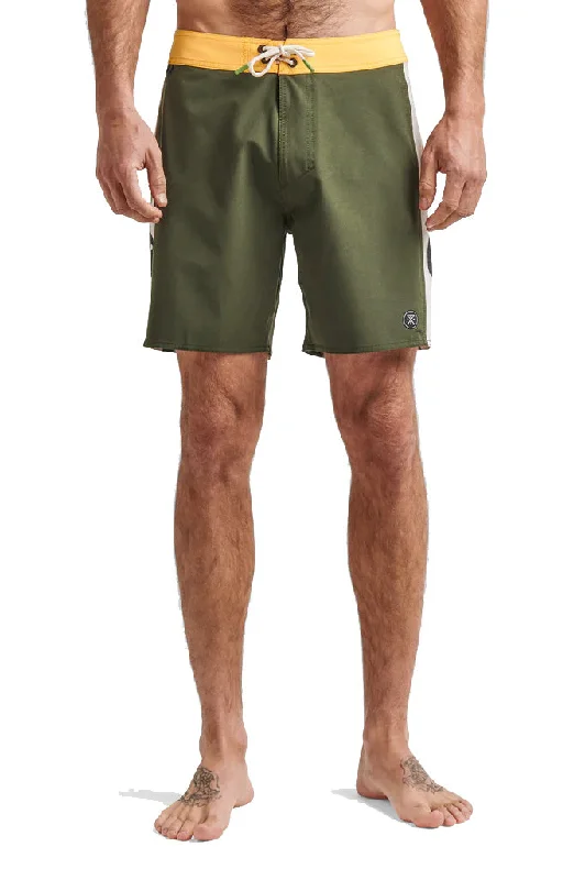 surf clothing for faster drying and comfort-Roark Revival Passage 17" Boardshorts - Panel Deep Roots Dark Military