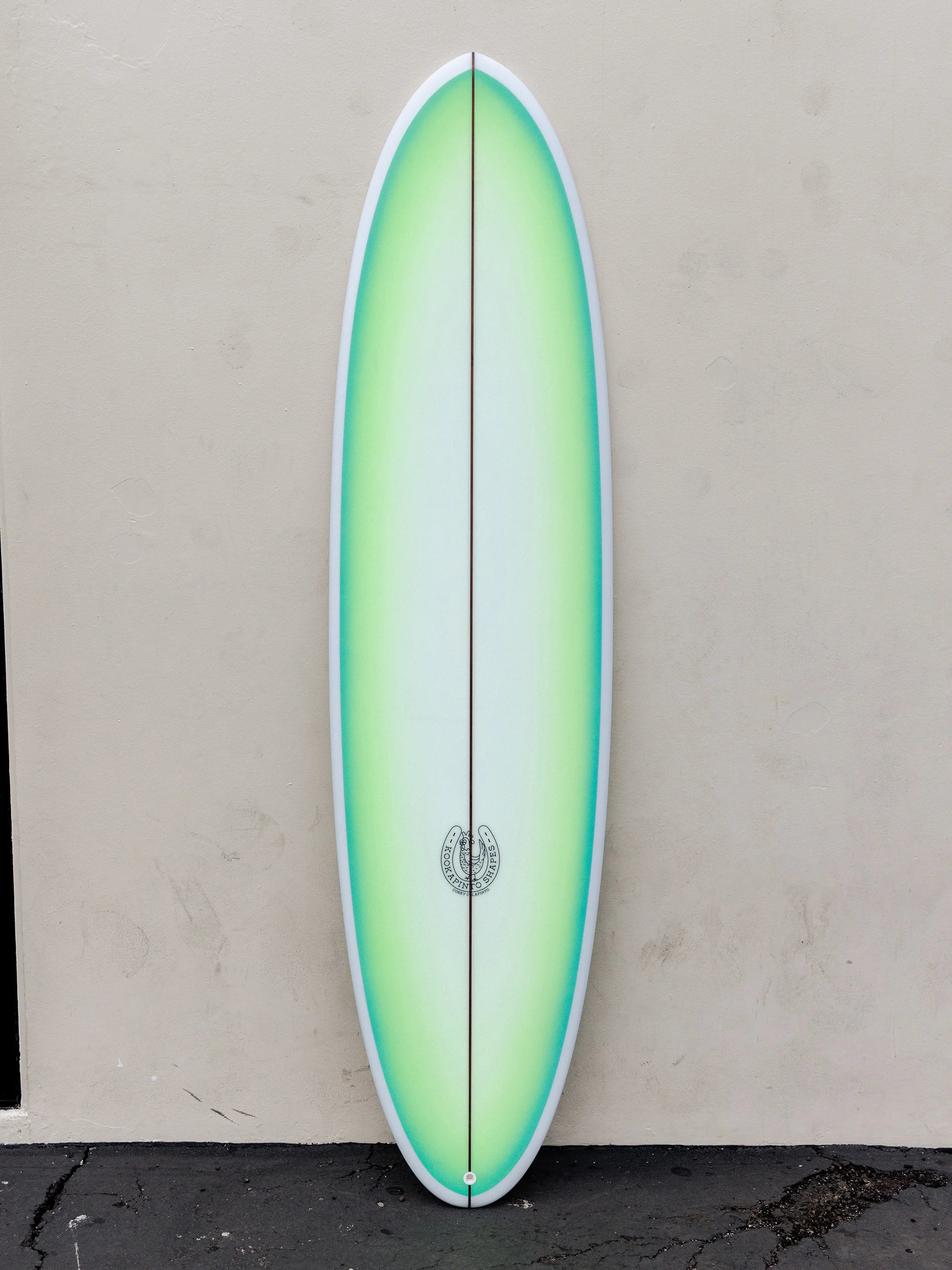 surfboards for effortless paddle takeoff-Kookapinto Shapes | 7'7" Thin Twin Aqua Green Fade Surfboard