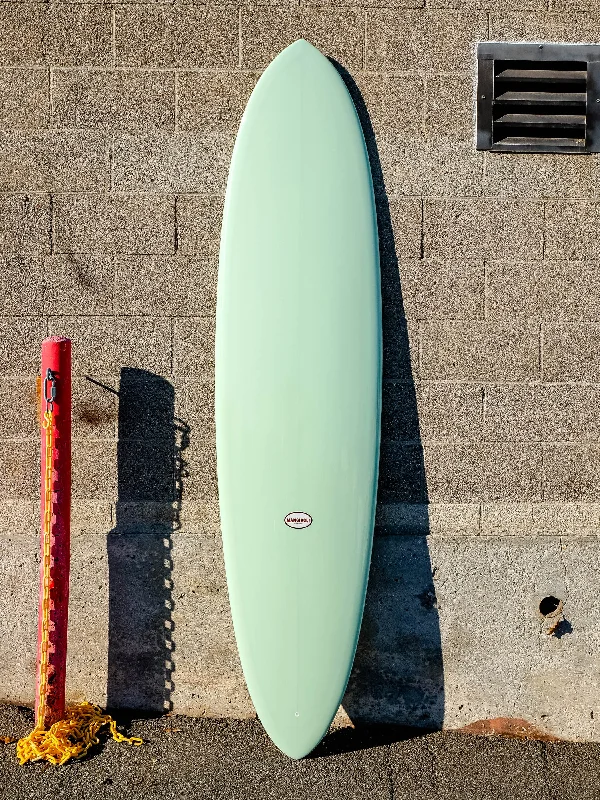 surfboards for aggressive surfing-Mangiagli Surfboards | 7'6" M4 Mid Pin Green Surfboard