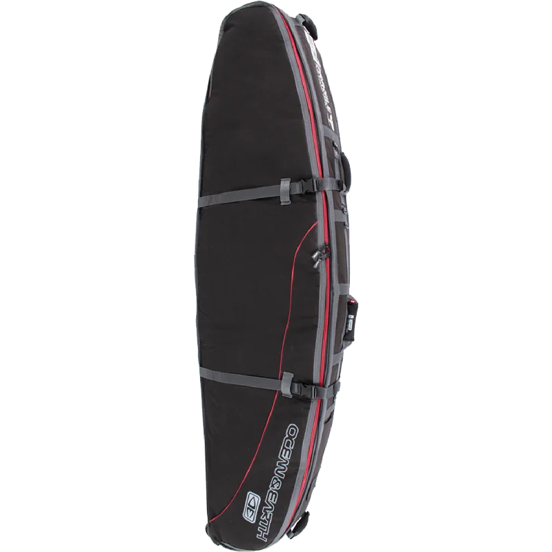 longboards for smooth rides-O&E Ocean & Earth Triple Wheel Shortboard Cover 7'0" Black/Red/Grey