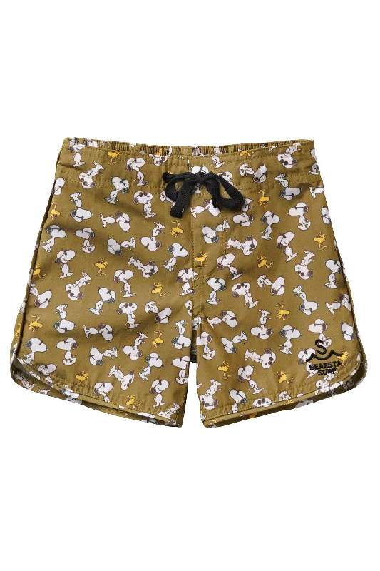 surf clothing for eco-conscious surfers-Seaesta Surf x Peanuts® Joe Cool Boardshorts / Olive