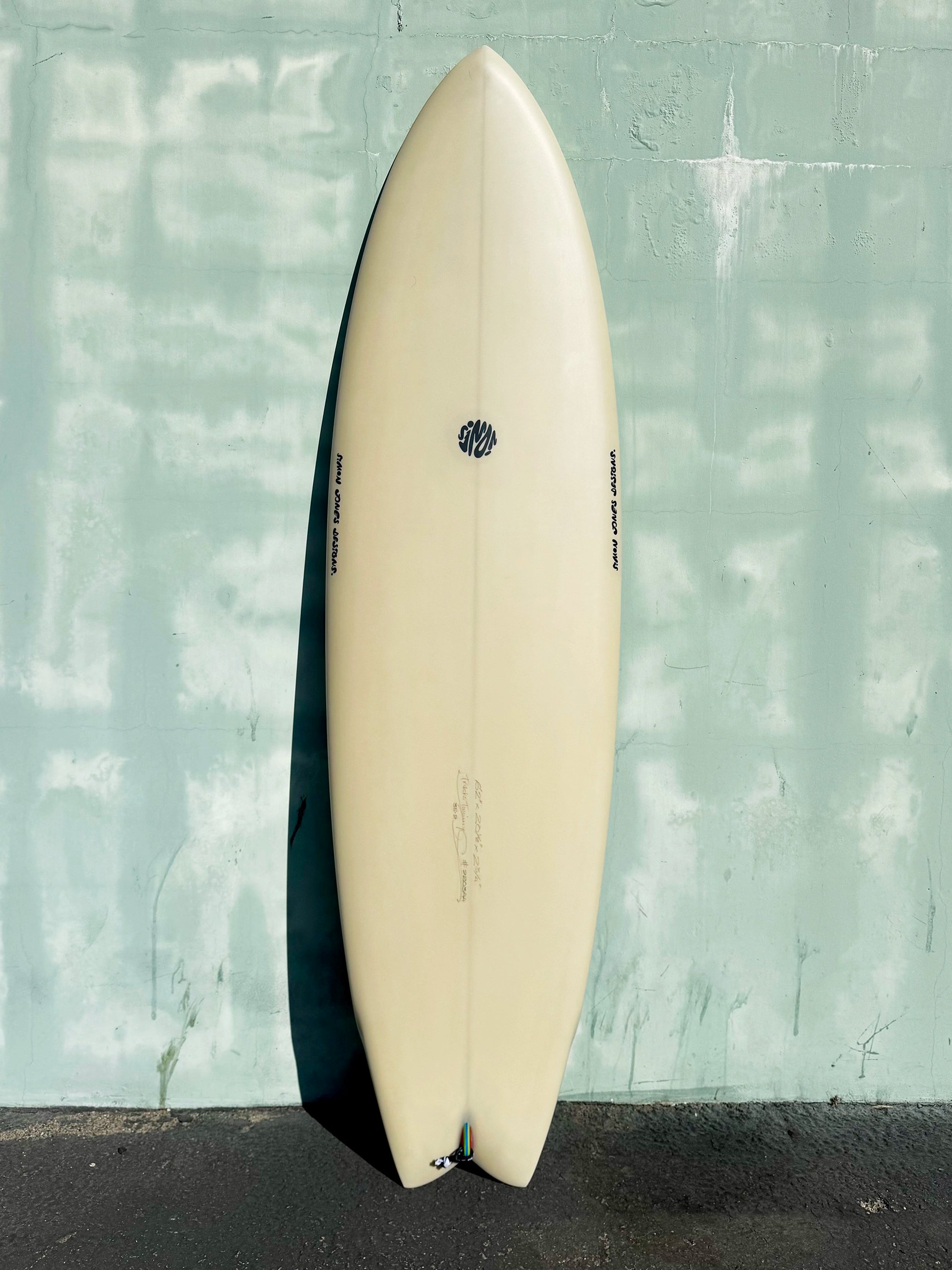 best surfboards for carving-Simon Jones Designs | 6’2" Tracks Twinny Cream Surfboard