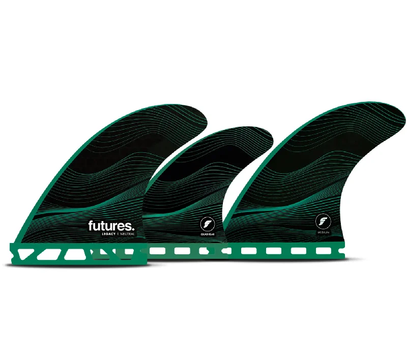 surfboard fins with flexible base for easier movement-Futures F6 Legacy Tri/Quad Fin Set-Green-Medium