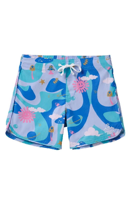 surf clothing for ultimate stretch and flexibility-Seaesta Scallop Retro Flare Boardshort / Sunshine Space / Tahiti / Boardshorts