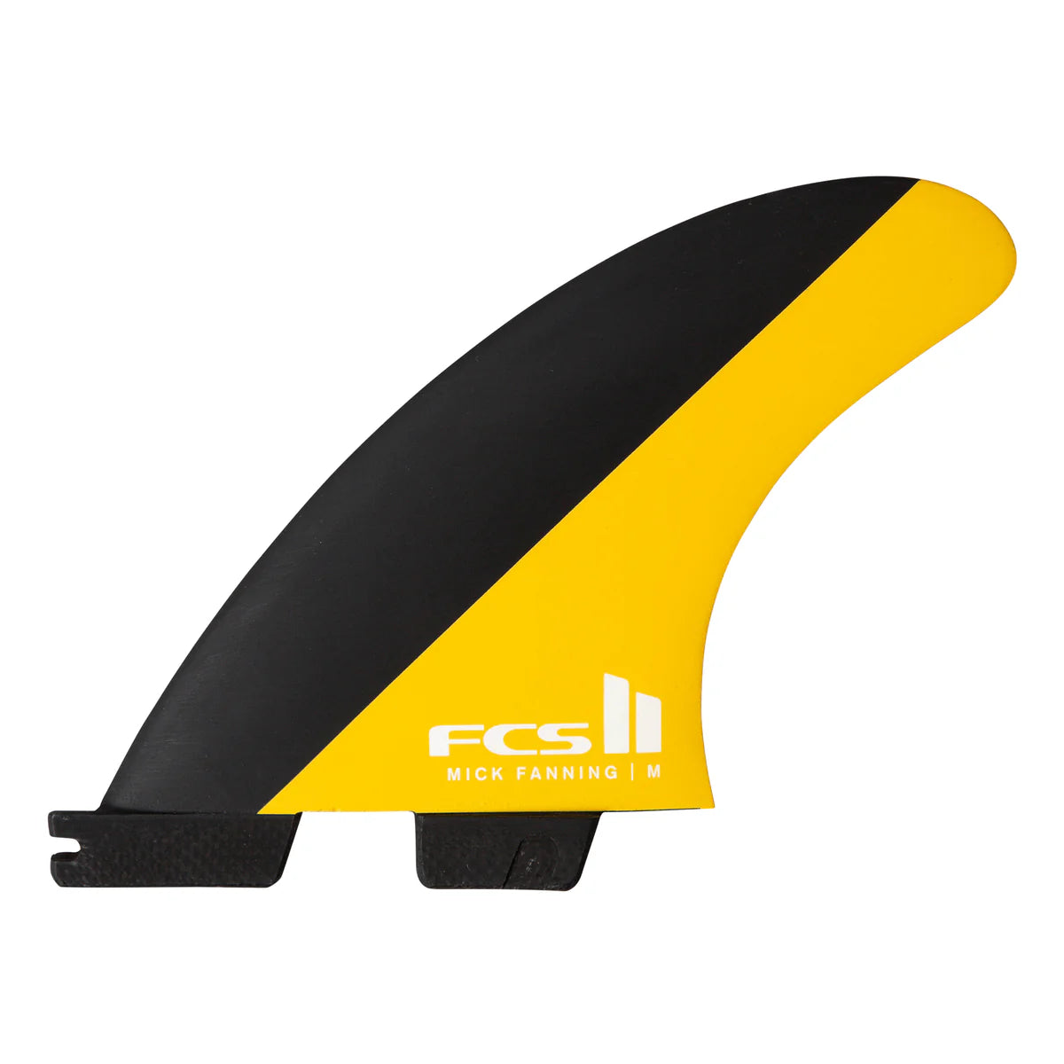 surfboard fins for improved flow through turns-FCS II Mick Fanning PC Tri Fin Set - Large - Black/Mango