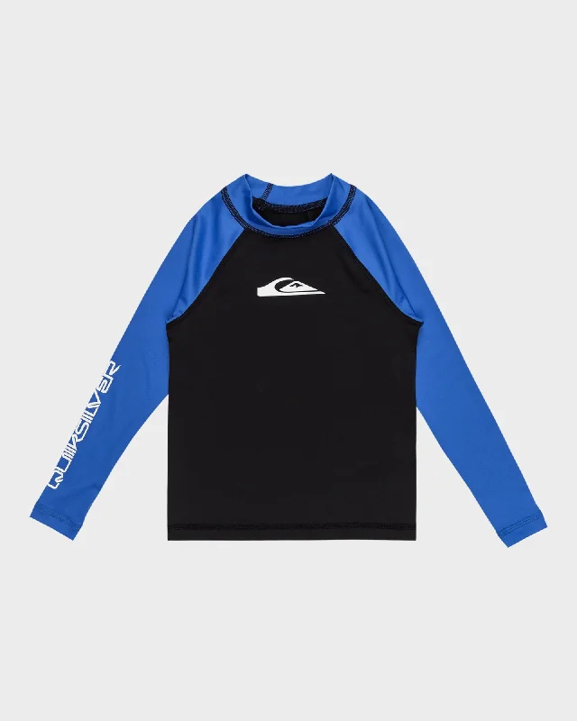 surf clothing with recycled materials for sustainability-Boys 2-7 Everyday   Long Sleeve UPF 50 Surf T-shirt