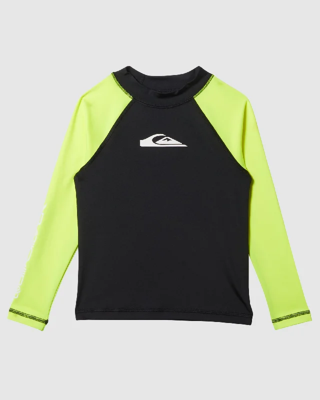 surf clothing with extended UV coverage-Boys 2-7 Everyday Long Sleeve UPF 50 Rash Vest