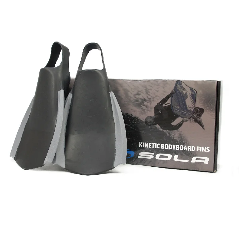 surfboard fins with minimal drag for quicker rides-Sola Kinetic Bodyboard Fins - Black with Grey Trim