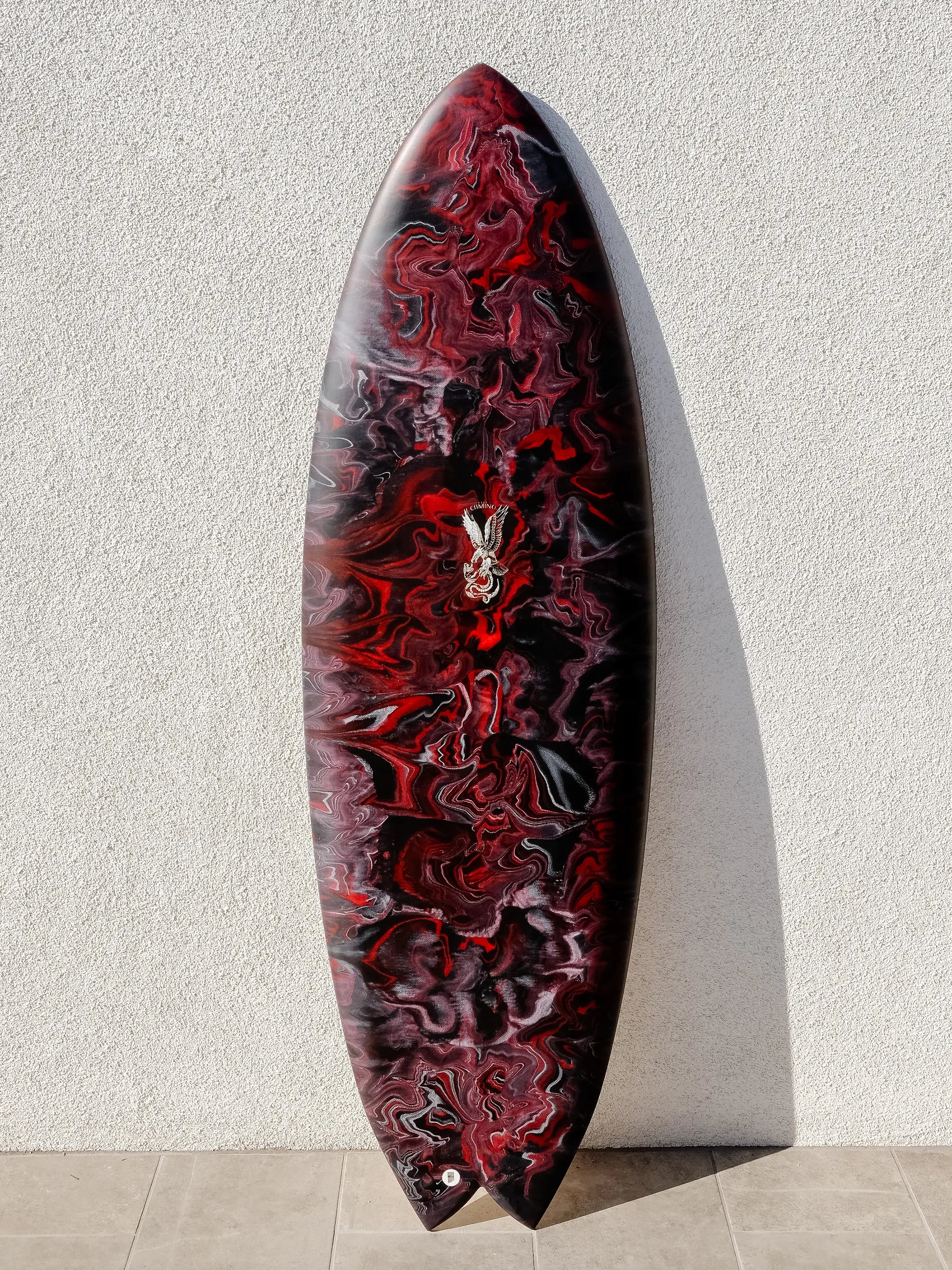 best surfboards for carving-Nuevo Camino | Baja Fish 5’8” Oxblood Smoke Surfboard